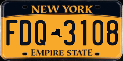 NY license plate FDQ3108