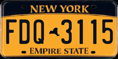 NY license plate FDQ3115