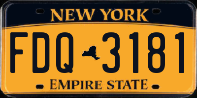 NY license plate FDQ3181