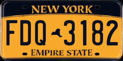 NY license plate FDQ3182
