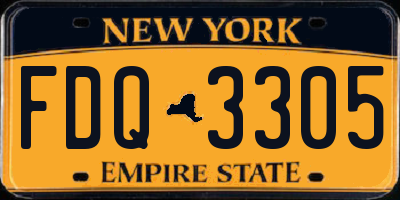 NY license plate FDQ3305