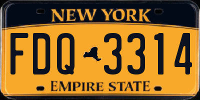 NY license plate FDQ3314