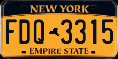 NY license plate FDQ3315