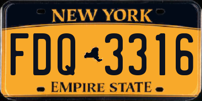 NY license plate FDQ3316