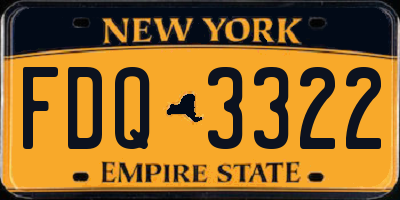 NY license plate FDQ3322