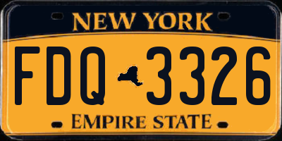 NY license plate FDQ3326