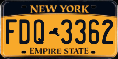 NY license plate FDQ3362