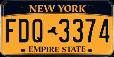 NY license plate FDQ3374