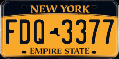 NY license plate FDQ3377