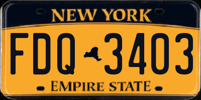 NY license plate FDQ3403