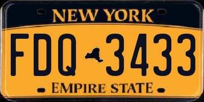 NY license plate FDQ3433