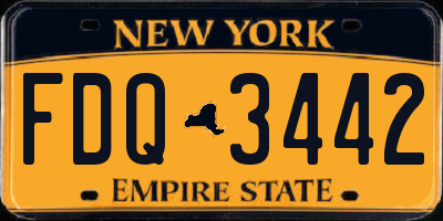 NY license plate FDQ3442