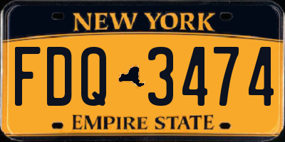 NY license plate FDQ3474