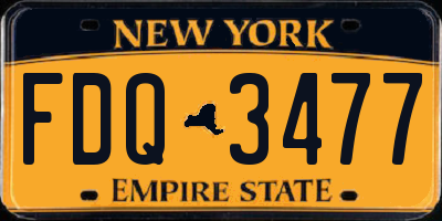 NY license plate FDQ3477