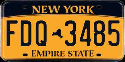 NY license plate FDQ3485