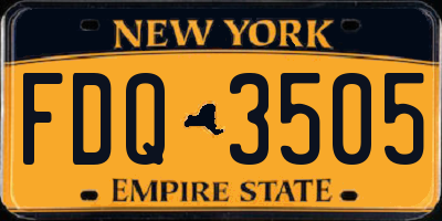 NY license plate FDQ3505