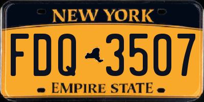 NY license plate FDQ3507