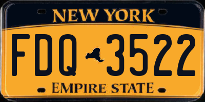 NY license plate FDQ3522