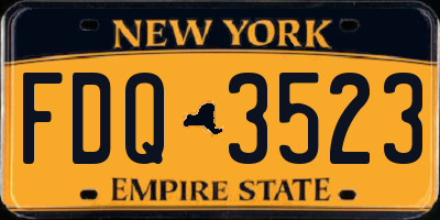 NY license plate FDQ3523