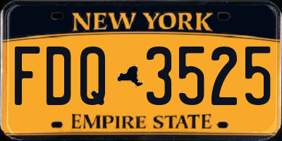 NY license plate FDQ3525