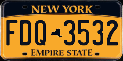 NY license plate FDQ3532
