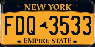 NY license plate FDQ3533