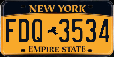 NY license plate FDQ3534