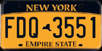 NY license plate FDQ3551