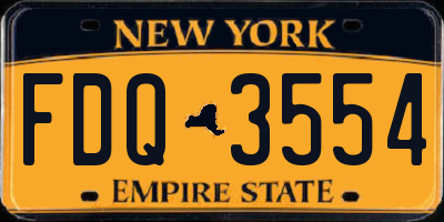 NY license plate FDQ3554