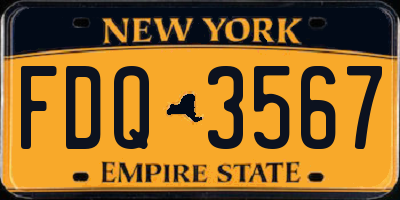 NY license plate FDQ3567