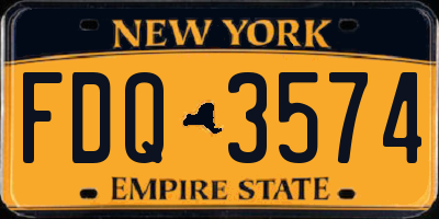 NY license plate FDQ3574