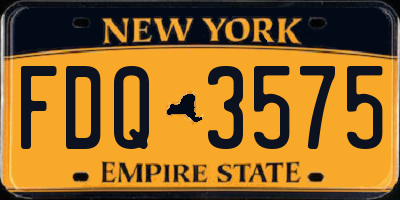 NY license plate FDQ3575