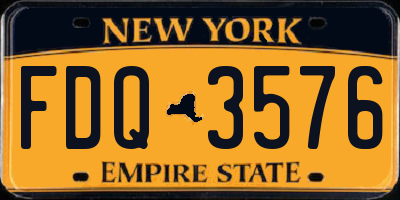 NY license plate FDQ3576