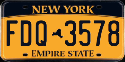 NY license plate FDQ3578