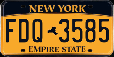 NY license plate FDQ3585