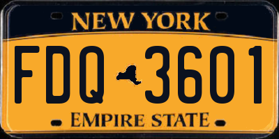 NY license plate FDQ3601