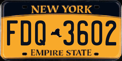 NY license plate FDQ3602