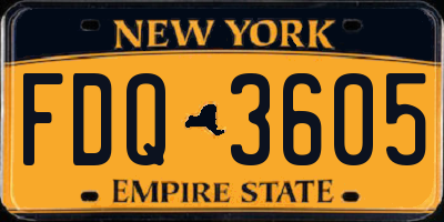 NY license plate FDQ3605
