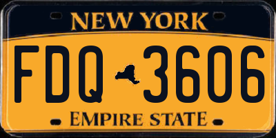 NY license plate FDQ3606