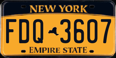 NY license plate FDQ3607