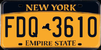 NY license plate FDQ3610