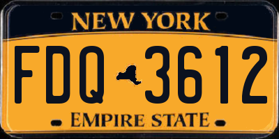 NY license plate FDQ3612