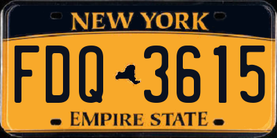 NY license plate FDQ3615