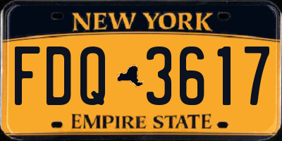 NY license plate FDQ3617