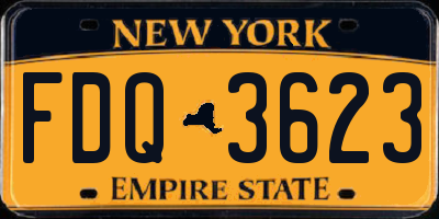 NY license plate FDQ3623