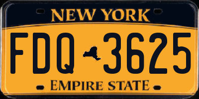 NY license plate FDQ3625