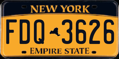 NY license plate FDQ3626