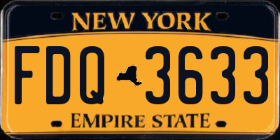 NY license plate FDQ3633
