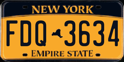 NY license plate FDQ3634