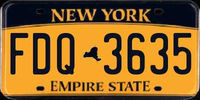 NY license plate FDQ3635
